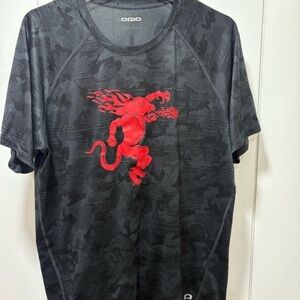 OGIO Shirt Men’s Size Large Fireball Whiskey Dragon Black Gray Camo Camouflage